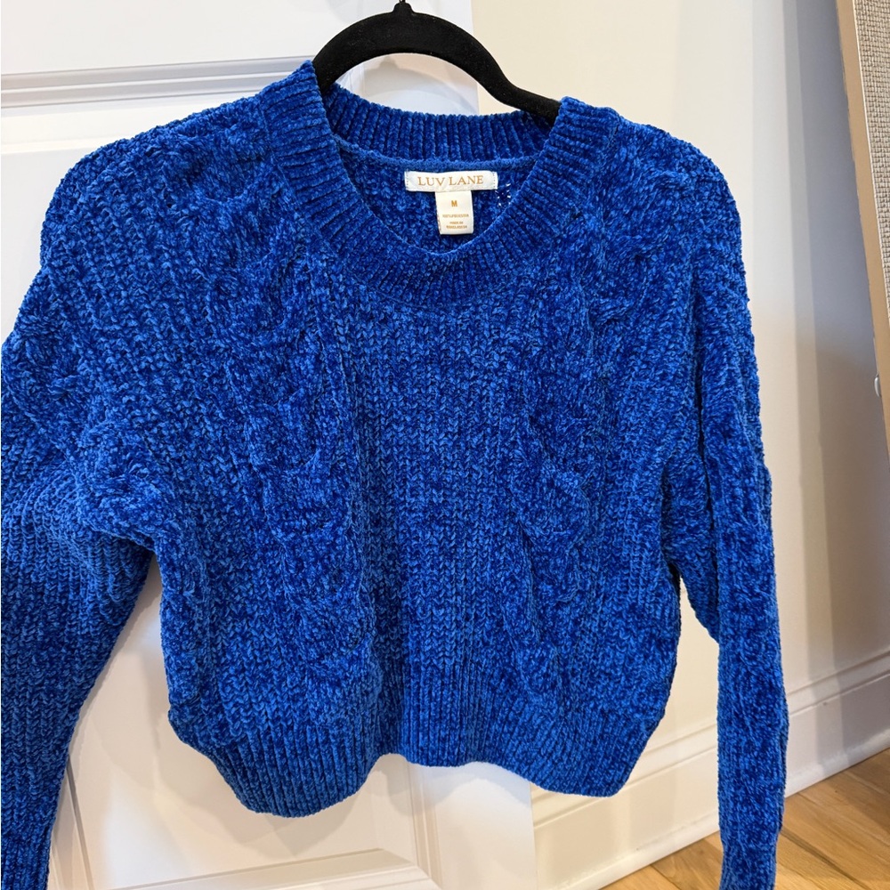 Blue Cable Knit Sweater